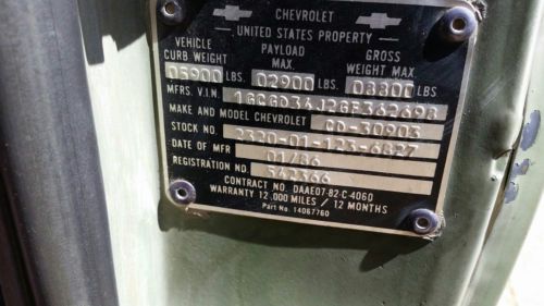 1986 CHEVY D30 CUCV M1008 MILITARY TRUCK 4x4, image 10