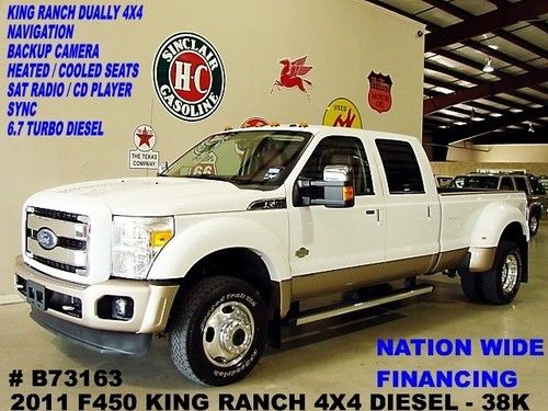 2011 f450 dually king ranch 4x4,nav,back-up cam,htd/cool lth,sync,38k,we finance