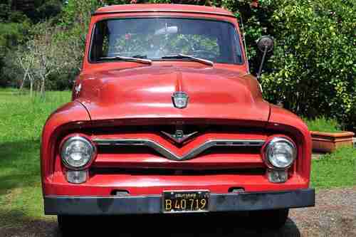 Stock 1955 Ford F100 Pickup Truck 239 3 Speed Daily Driver New Oak Bed, image 3