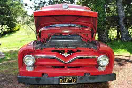 Stock 1955 Ford F100 Pickup Truck 239 3 Speed Daily Driver New Oak Bed, image 10