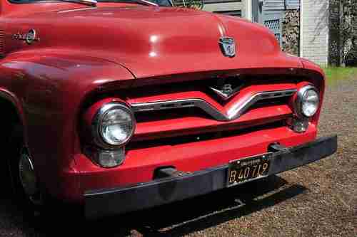 Stock 1955 Ford F100 Pickup Truck 239 3 Speed Daily Driver New Oak Bed, image 12