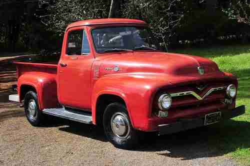 Stock 1955 Ford F100 Pickup Truck 239 3 Speed Daily Driver New Oak Bed, image 13
