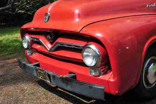Stock 1955 Ford F100 Pickup Truck 239 3 Speed Daily Driver New Oak Bed, image 21