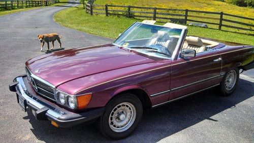 1985 mercedes-benz sl 380 convertible with hard top, burgundy w/ tan leather