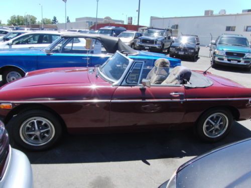 1974 mgb roadster convertible 4 speed manual stick british burgandy