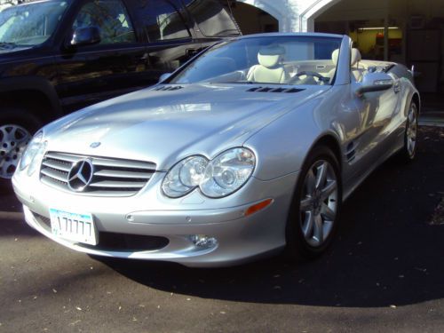 2003 silver exterior/stone two-tone leather mercedes benz sl500