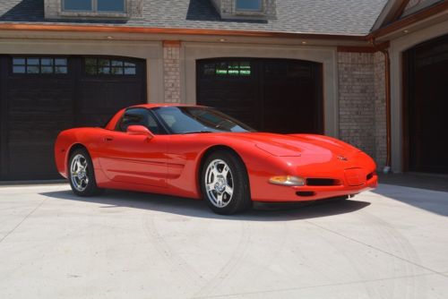 1999 corvette coupe 49k miles torch red hud low miles chrome wheels like new