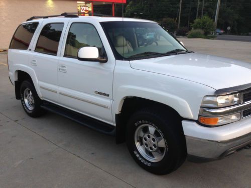2003 chevy tahoe lt  4x4 white with tan leather,new tires,clean, no reserve, .99