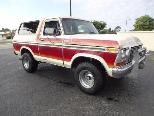 1979 ford bronco ranger xlt, original 351m/400 engine, automatic, 4x4, red/white