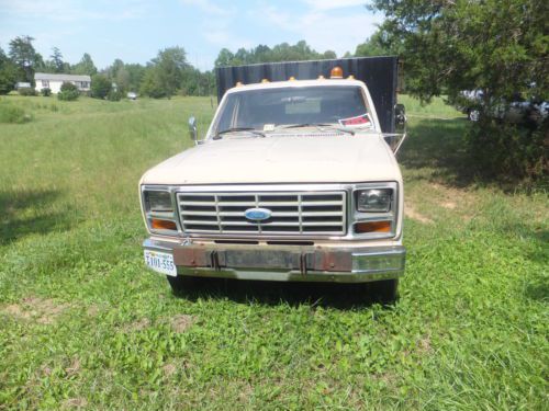 1985 ford f 350 flatbed 1 ton dump body truck w/siderails