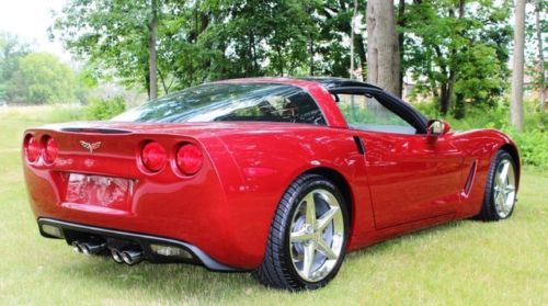 2013 corvette crystal red 1lt ebony leather a/t transparent top chrome wheels