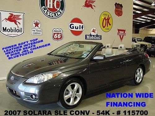 2007 solara sleconv,v6,pwr soft top,htd lth,6 disk cd,17in whls,54k,we finance!