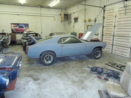 1970 mustang fastback m code 351 4v acapulco blue white interior barn find