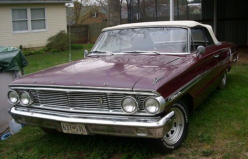 1964 ford galaxy 500 convertible  burgundy / white top 390bb