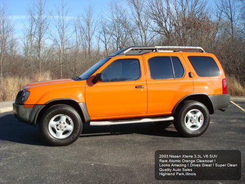 2003 nissan xterra xe v6 rare atomic orange looks amazing cd roof rack clean !