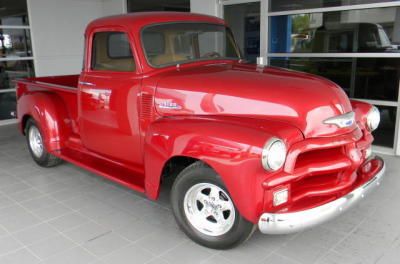 1954 red chevrolet 1/2 ton pick up truck ~ old chevy truck