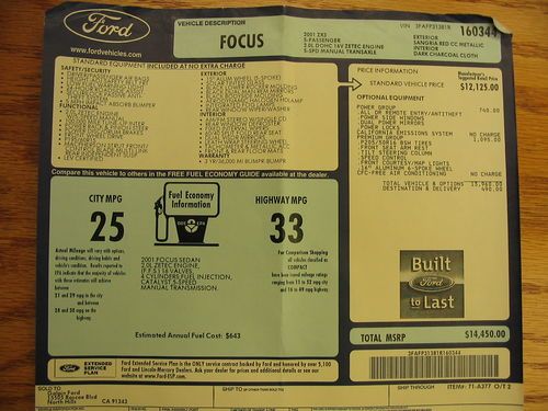 2001 Ford Focus ZX3 Coupe with manual transmission, Great Condition, NO RESERVE, image 22