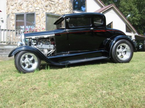 1930 model a - 5 window coupe - black on black - all steel - chopped 3"