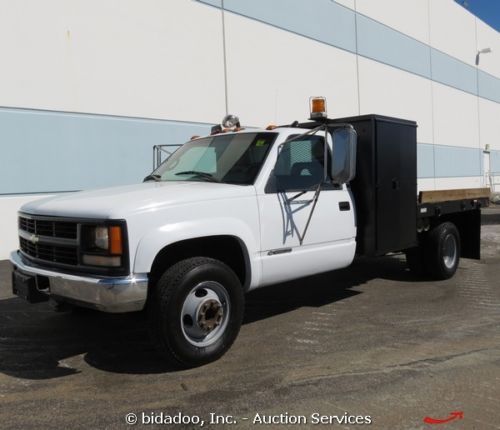 Chevrolet 3500 11&#039; flatbed pickup truck 4x4 6.5l v8 diesel a/c pintle hitch