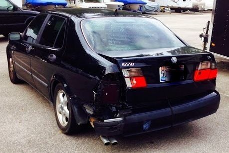 Saab  black with leather &amp; loaded