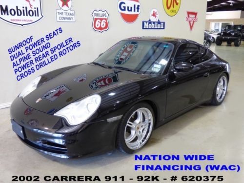 02 911 carrera coupe,6 speed trans,sunroof,lth,alpine,18in whls,92k,we finance!!