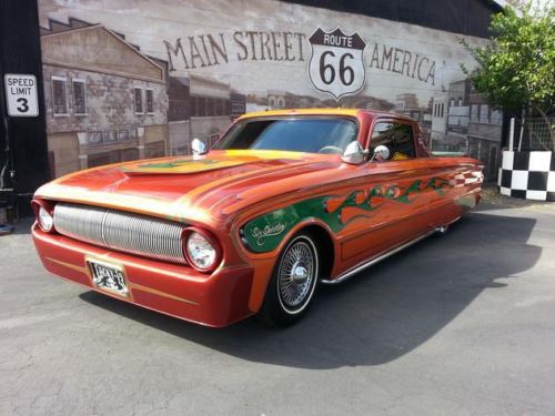 Ford ranchero customized orange classic green custom hot rod leather automatic