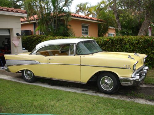 1957 chevrolet bel air hardtop no posts very solid car.