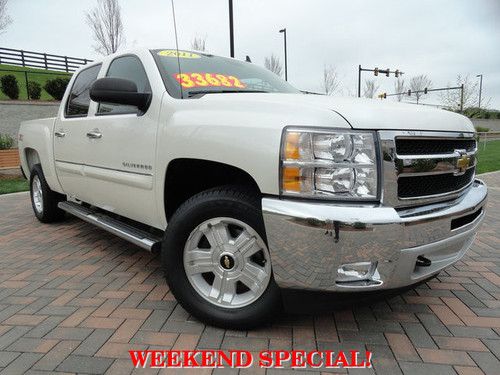 Crew cab 4x4 z71 5.3l pearl white leather chevy silverado lt 4 door