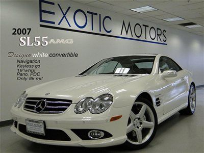 2007 mercedes sl55 amg!! designo white! nav keyles.go pano pdc msrp$146k 19"whls