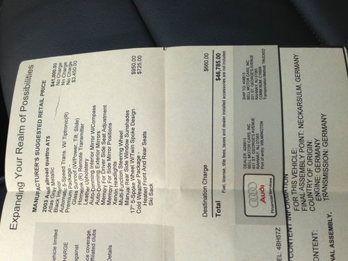 2003 AUDI ALLROAD 2.7 TWIN TURBO QUATTRO ALL WHEEL DRIVE LOADED WITH OPTIONS !!, US $4,995.00, image 17