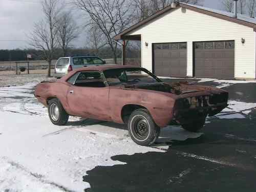 1970 plymouth cuda barracuda plum crazy 4 speed project car, good clone/restomod