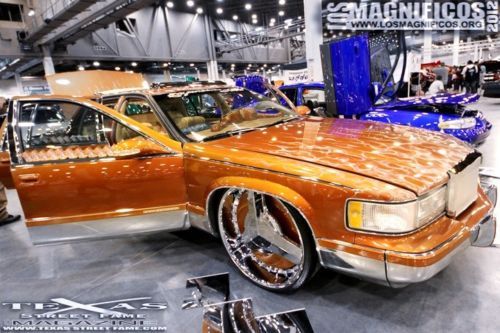 1993 cadillac fleetwood kandy orange bag'd 26's full interior ragtop full trunk