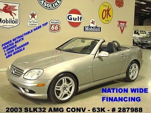 2003 slk32 amg kompressor conv,pwr hard top,htd lth,17in amg whls,63k,we finance