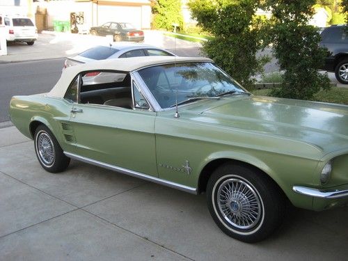 1967 mustang convertable  all original  a survivor car lime gold 289 v8 a/c auto