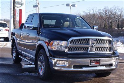 2012 ram quad cab 4x4 laramie, tow, leather, navigation, chrome, black 8k miles