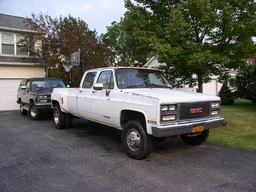 1989 gmc v3500 sierra sle 1 ton crew cab 4x4 dually, 85k miles! silverado chevy