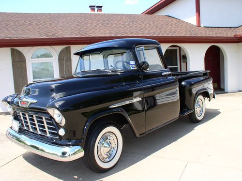 1955 chevy truck - 3100 series - beautiful black w/white/black interior