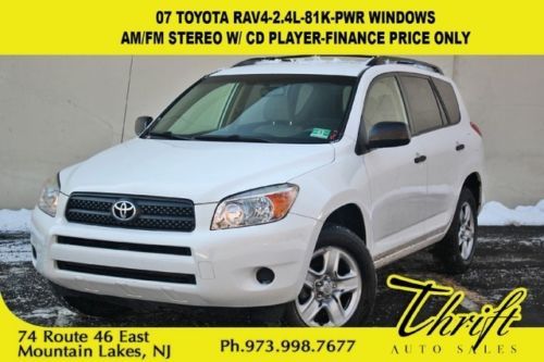 07 toyota rav4-2.4l-81k-pwr windows-am/fm stereo w/ cd player