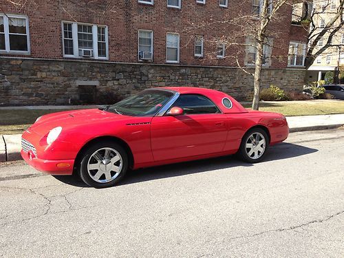 Red 2002 ford thunderbird base convertible 2-door 3.9l used w hardtop 85k miles