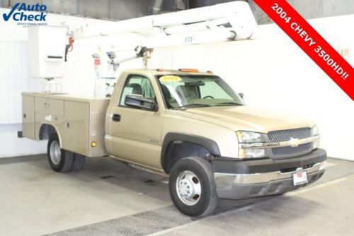 Used 04 chevy 3500hd regular cab eti bucket truck 6.0l v8 royal utility box work