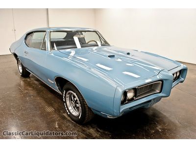 1968 pontiac gto 400 autoamtic blue on blue ps pb dual exhaust console buckets