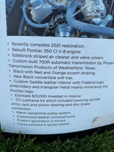 1969 Pontiac Firebird 350 CI V-8, Automatic, US $62,750.00, image 3