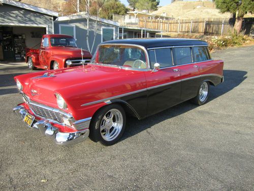 1956 4 door wagon, disc brakes, custom wheels, rebuilt front suspension,