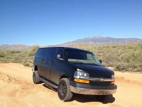 Chevrolet express 3500 quigley van 4x4 awd limo van custom matte black lifted