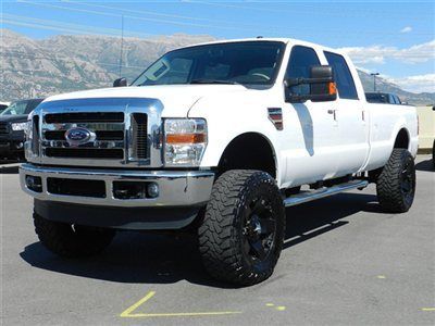 Ford crew cab powerstoke diesel 4x4 lariat custom lift wheels tires leather auto