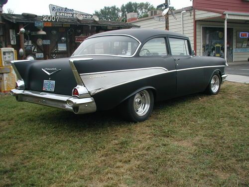 1957 chevy belair 210, 2dr sedan, suede black paint