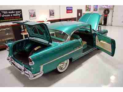 FRAME OFF RESTORED SHOW 55 CHEVY ORIGINAL 265 V8 POWERGLIDE AT BODY COLORED PANS, image 2