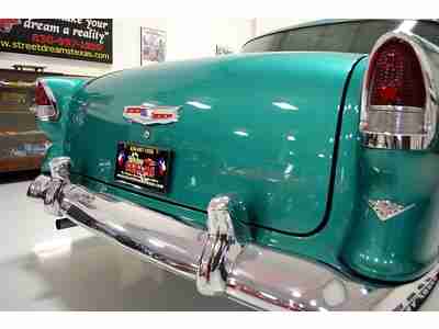 FRAME OFF RESTORED SHOW 55 CHEVY ORIGINAL 265 V8 POWERGLIDE AT BODY COLORED PANS, image 9