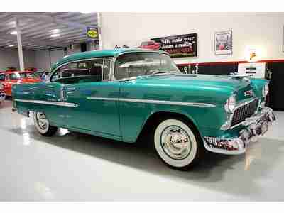 FRAME OFF RESTORED SHOW 55 CHEVY ORIGINAL 265 V8 POWERGLIDE AT BODY COLORED PANS, image 16
