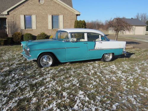 1955 chevrolet belair desirable turquoise &amp; white hot rod cruiser !!!!!